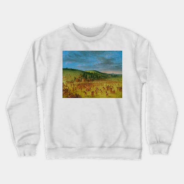 Ball-play of the Choctaw - Ball Up by George Catlin Crewneck Sweatshirt by Classic Art Stall